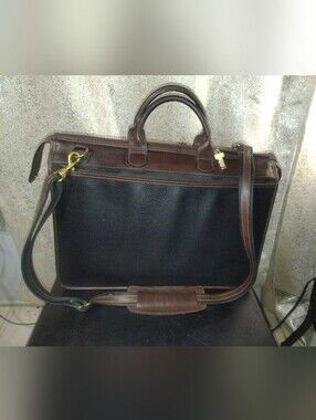 Jack Georges Vintage Two Tone Top Zip Leather Briefcase Laptop Messenger Bag